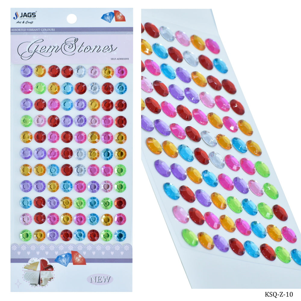 Jags Gem Stones Sticker Round Multicolour Ksq-Z-10