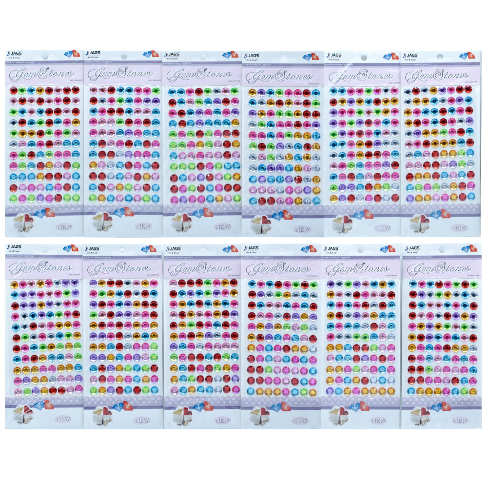 Jags Gem Stones Sticker Round Multicolour Ksq-Z-10