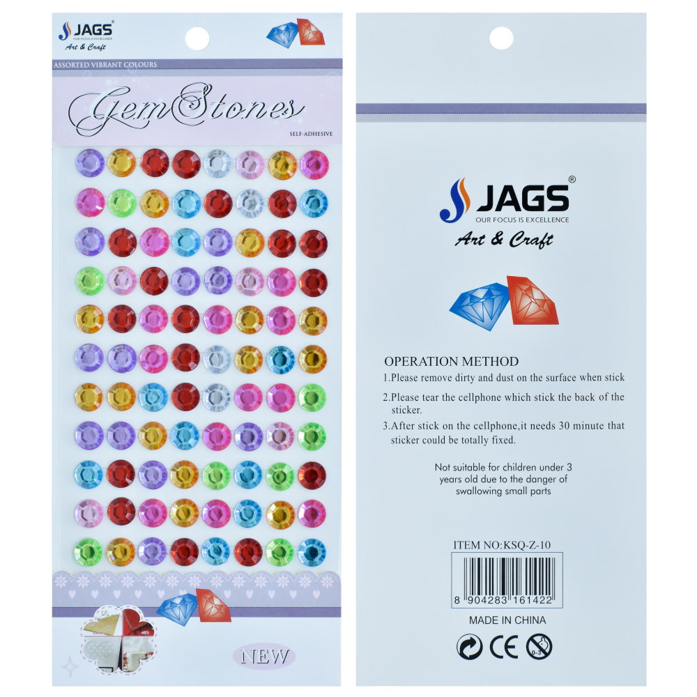 Jags Gem Stones Sticker Round Multicolour Ksq-Z-10