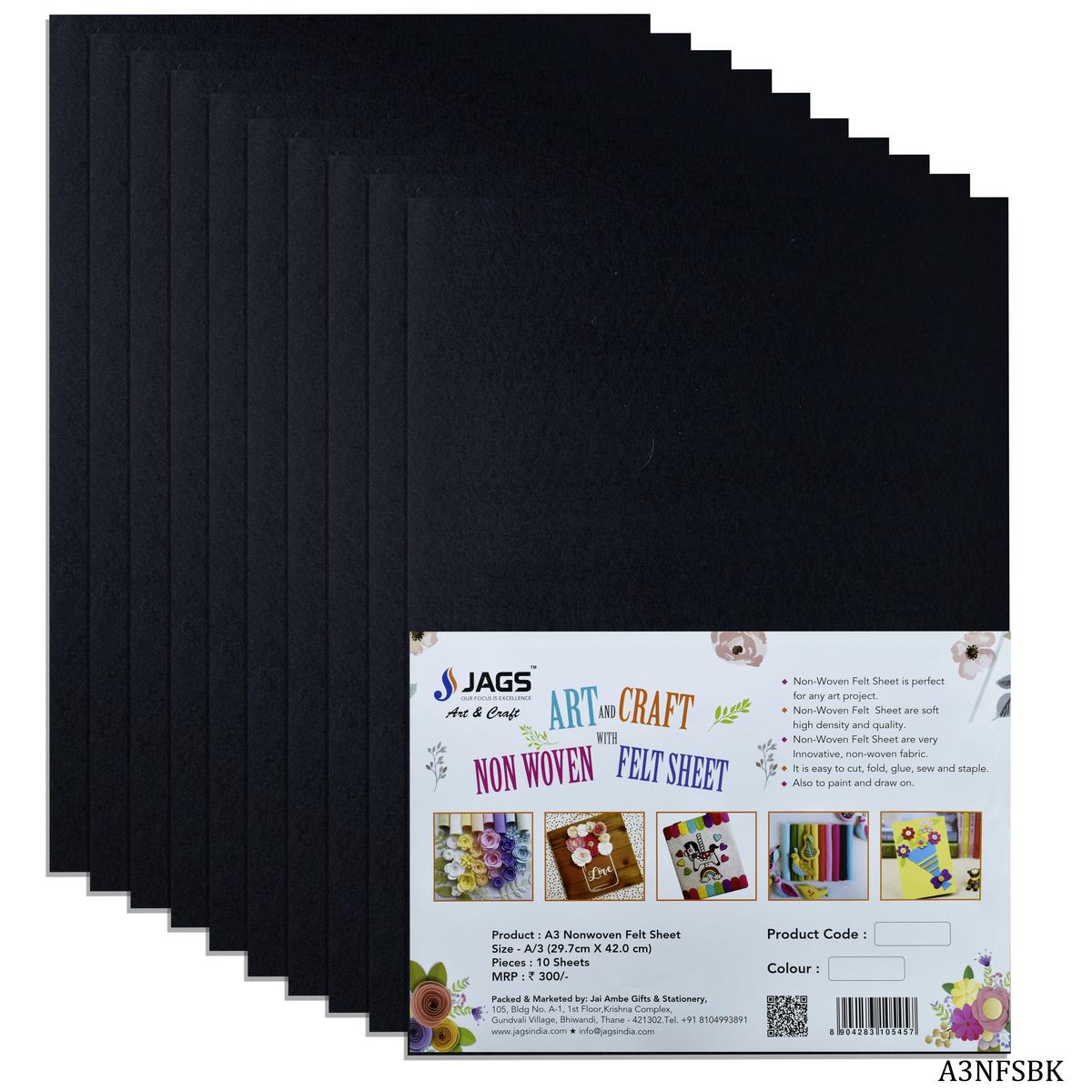 A3 Nonwoven Felt Sheet Black A3Nfsbk