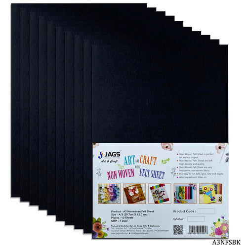 A3 Nonwoven Felt Sheet Black A3Nfsbk