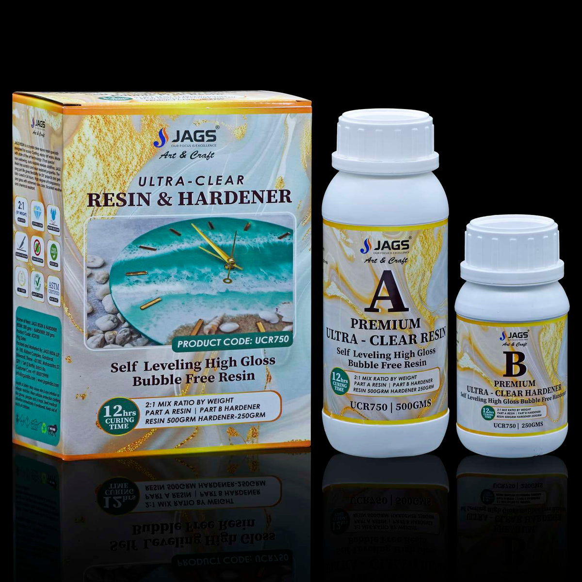 Ultra Clear Set Resin 500Gms Hardener 250 Gms UCR750
