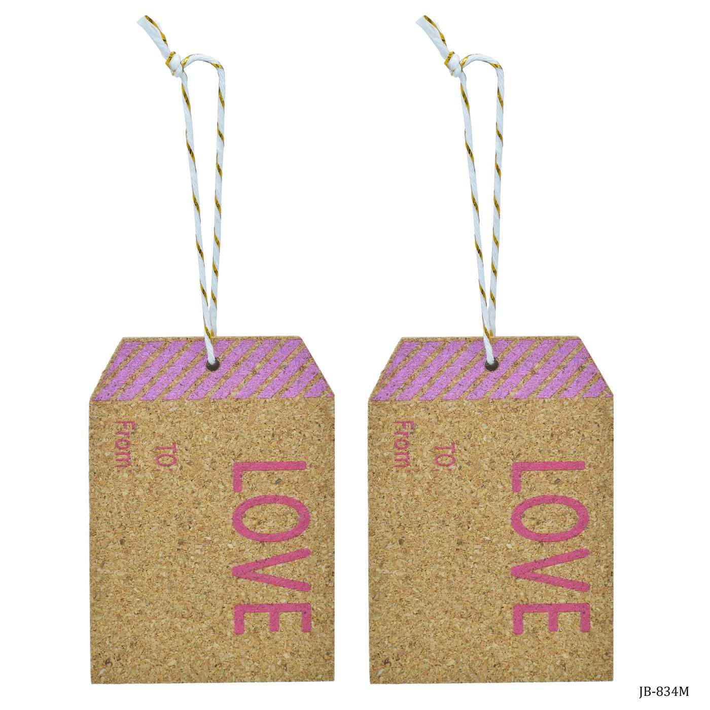 Wooden Luggage Tag Cork Sheet Love 2 Pcs Set Jb-834M