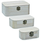 Wooden Empty Box Set Of 3 Pcs Oval Shape Am0184