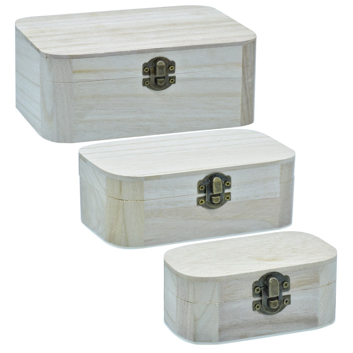 Wooden Empty Box Set Of 3 Pcs Oval Shape Am0184