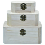 Wooden Empty Box Set Of 3 Pcs Oval Shape Am0184