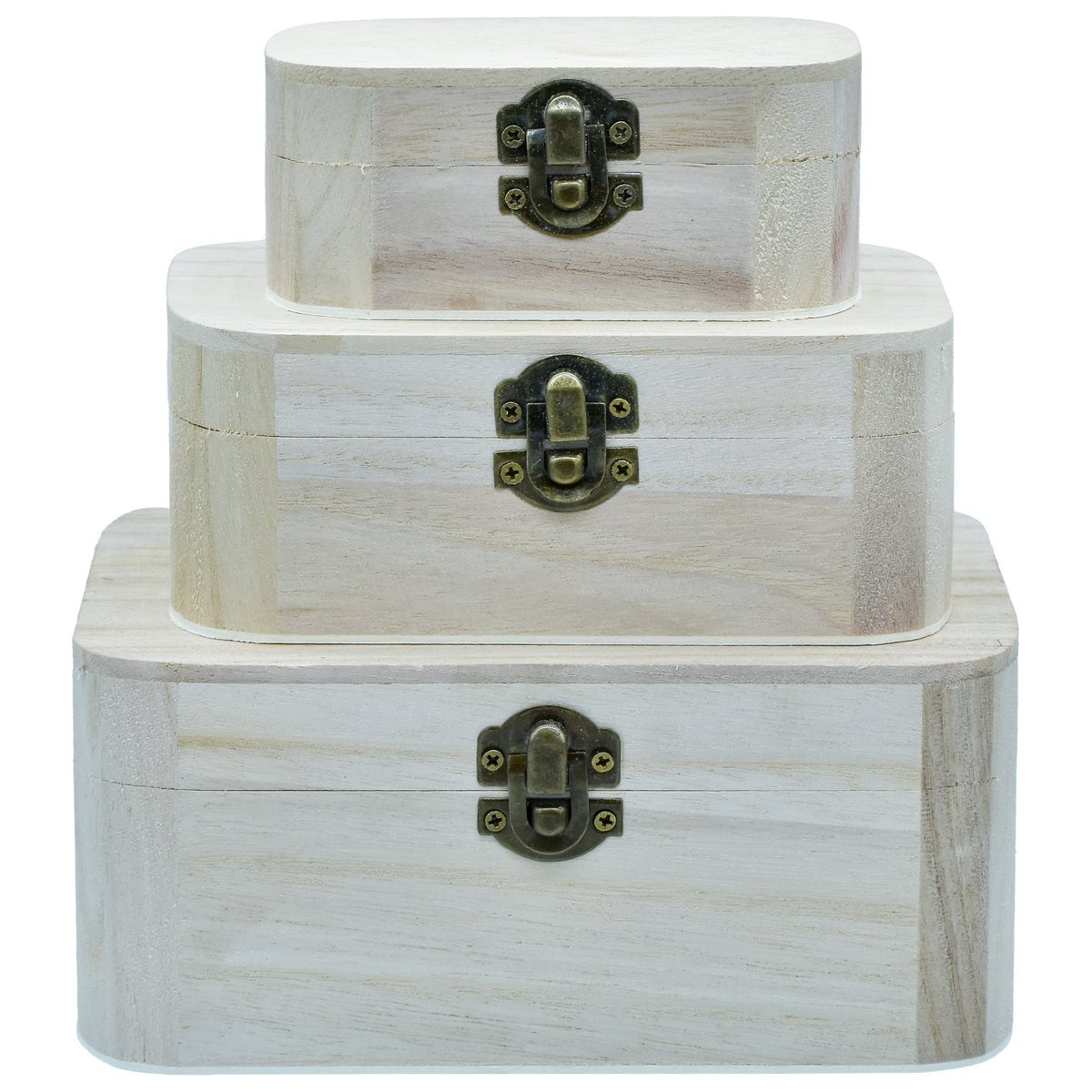 Wooden Empty Box Set Of 3 Pcs Oval Shape Am0184