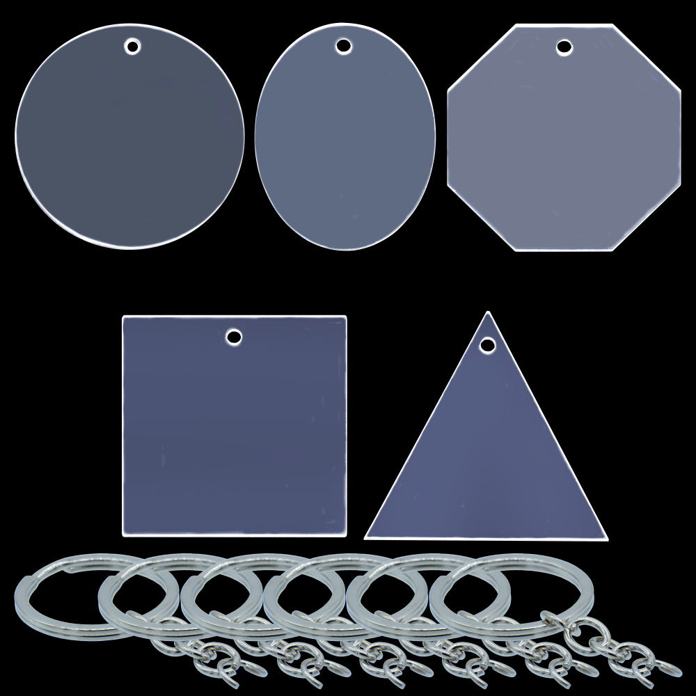 Acrylic Clear Keychain Set Of 5 Pcs With Ring Akso00