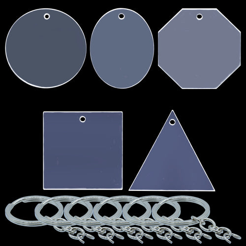 Acrylic Clear Keychain Set Of 5 Pcs With Ring Akso00