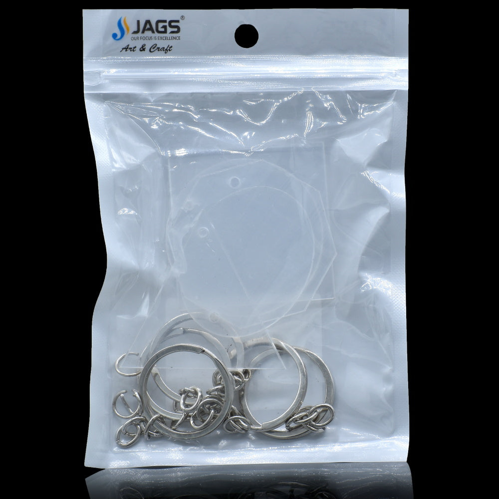 Acrylic Clear Keychain Set Of 5 Pcs With Ring Akso00