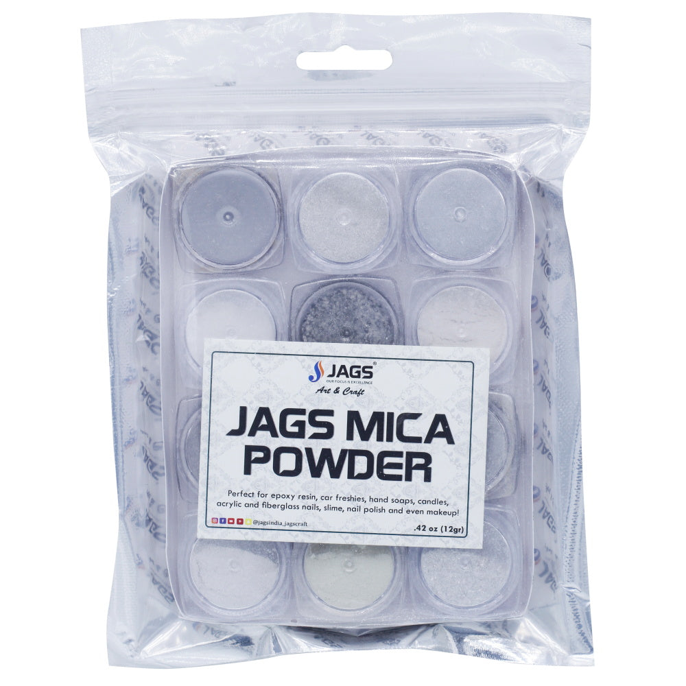 Jags Mica Powder Silver Shade 12 Pcs Set (12Gms) Jmmp12P-3