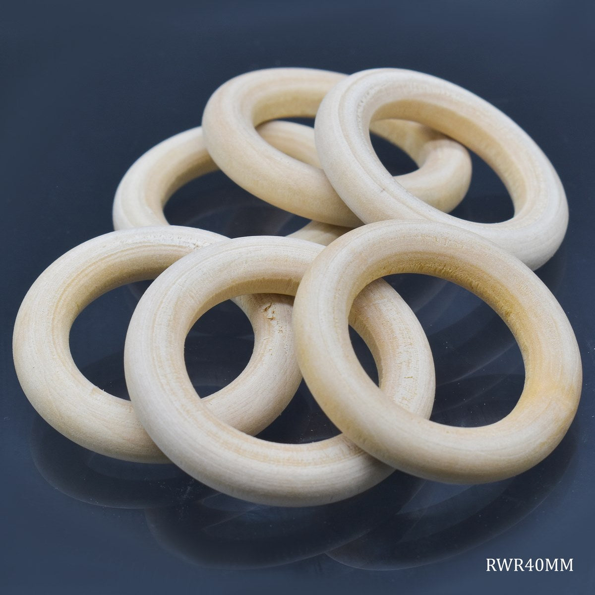 Round Wooden Ring 40Mm 6Pcs Set Rwr40Mm