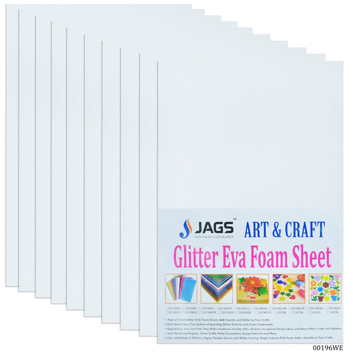 A4 Glitter Foam Sheet Without Stick White 00196We