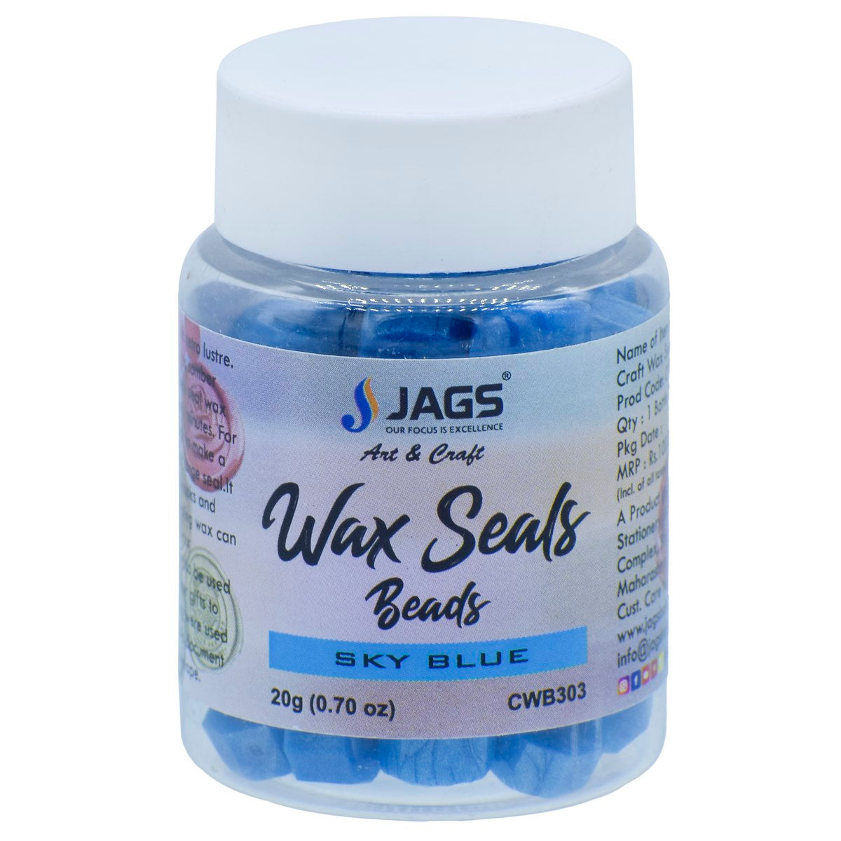 Jags Craft Wax Seal Beads 20Gsm Sky Blue Cwb303