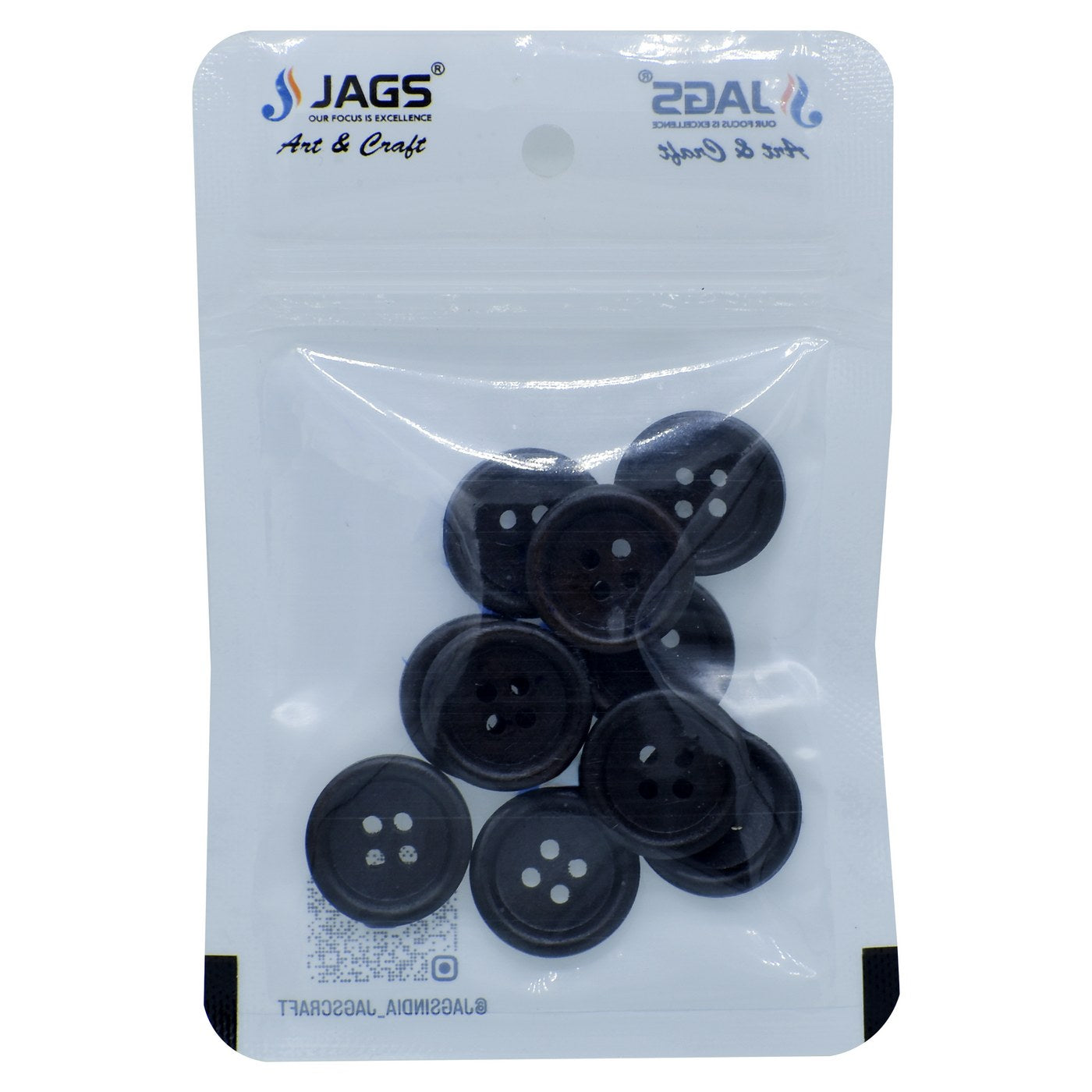 Jags Craft Decorative Button Round Black 10Pc Jcdbd20Mm
