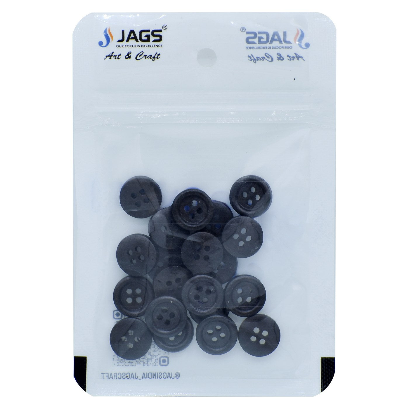 Jags Craft Decorative Button Round Black 20Pc Jcdbd13Mm
