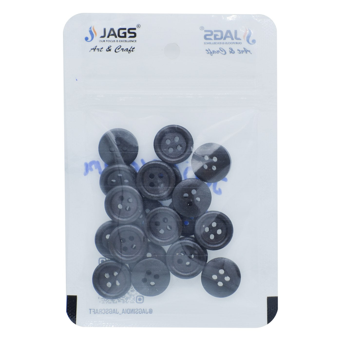 Jags Craft Decorative Button Round Black 20Pc Jcdbd15Mm