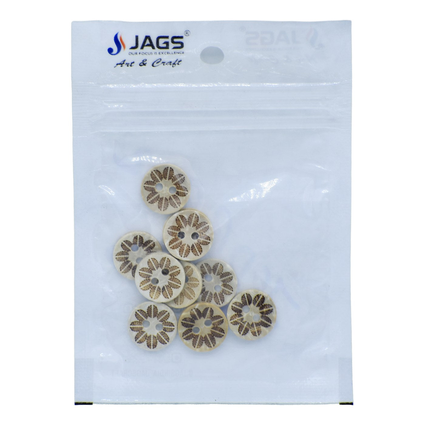Jags Craft Decorative Button Round Flower 20L 10Pc Jcdbp32