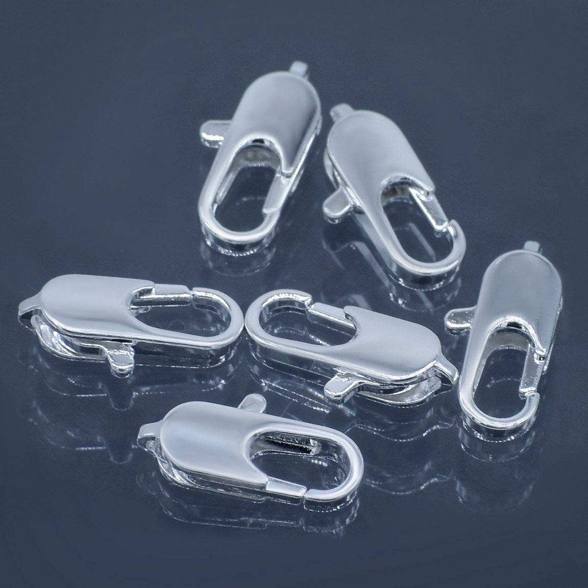 Imitation Jewellery Lopster Claw Clasps Silver 6Pc Ijlh-04