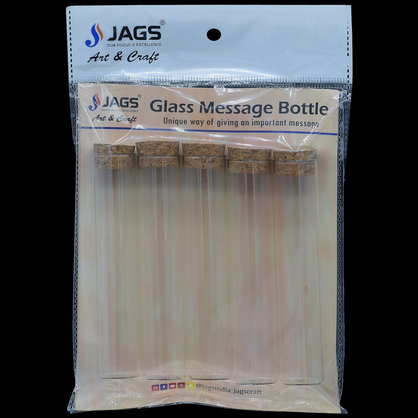 Glass Messages Bottle 5 Pcs Set 20*100 100Mm Gmb20X100