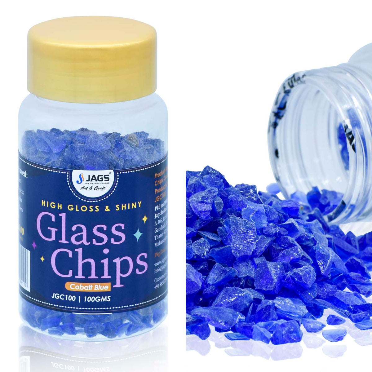 Jags Glass Chips 100Gms Cobalt Blue Jgc100