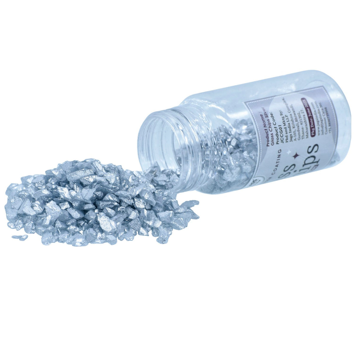 Jags Colou Coating Glass Chips 100Gram Silver Glitter Jccg01