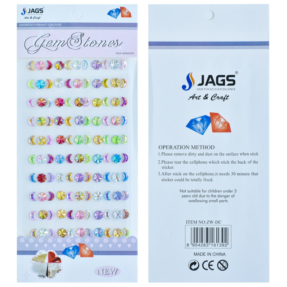 Jags Gem Stones Sticker Moon & Flower Multicolour Zw-Dc