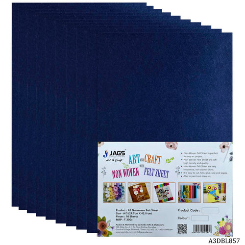 A3 Nonwoven Felt 10 Sheet Dark Blue 857 A3Dbl857