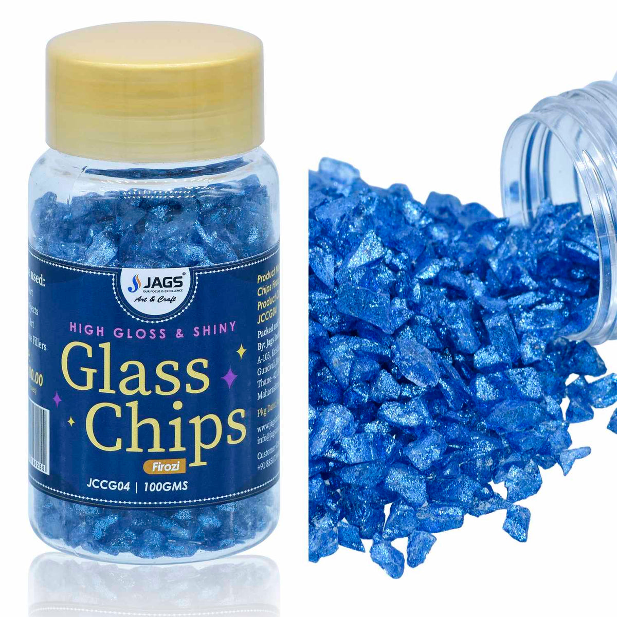 Jags Colour Coating Glass Chips 100Gram Firoziglitter Jccg04