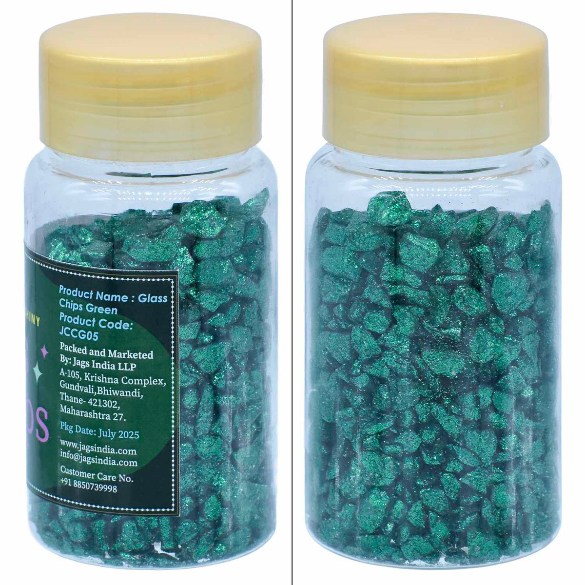Jags Colour Coating Glass Chips 100Gram Green Glitter Jccg05