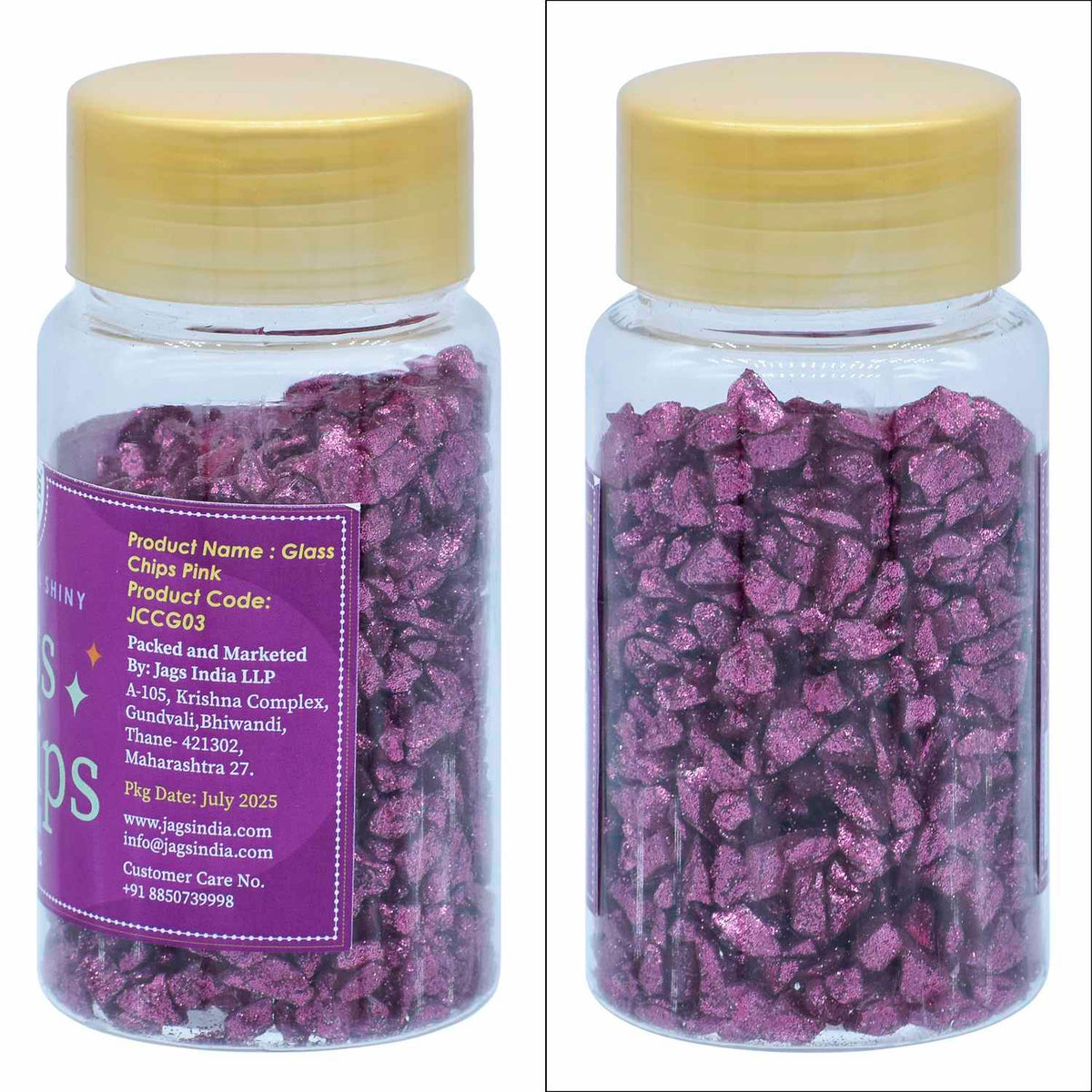 Jags Colour Coating Glass Chips 100Gram Pink Glitter Jccg03