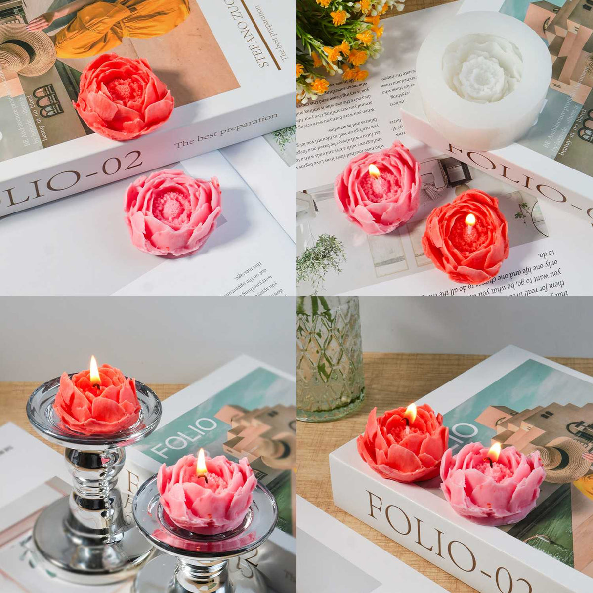 Jags Silicone Mould Rose Candel Making Jsm170