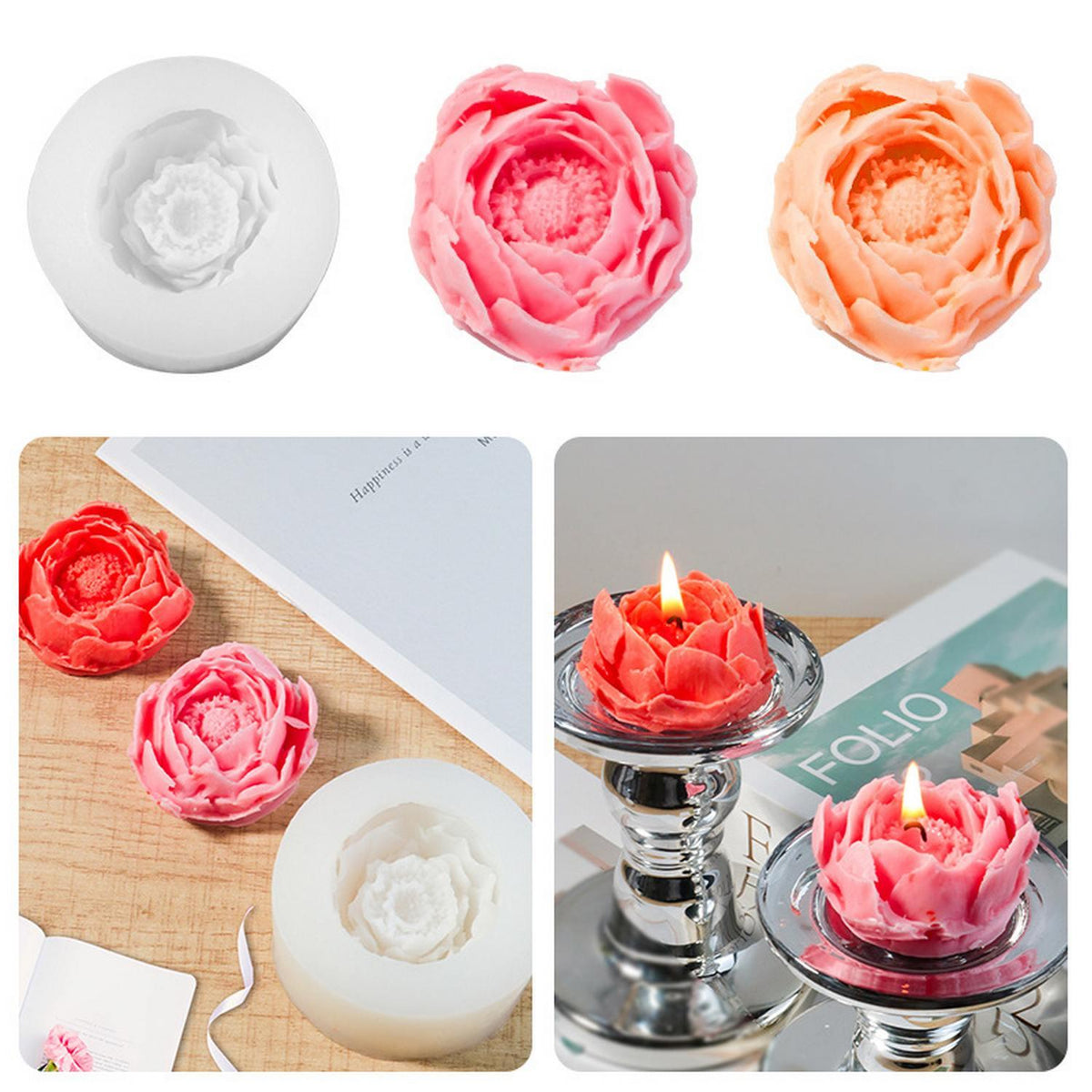 Jags Silicone Mould Rose Candel Making Jsm170