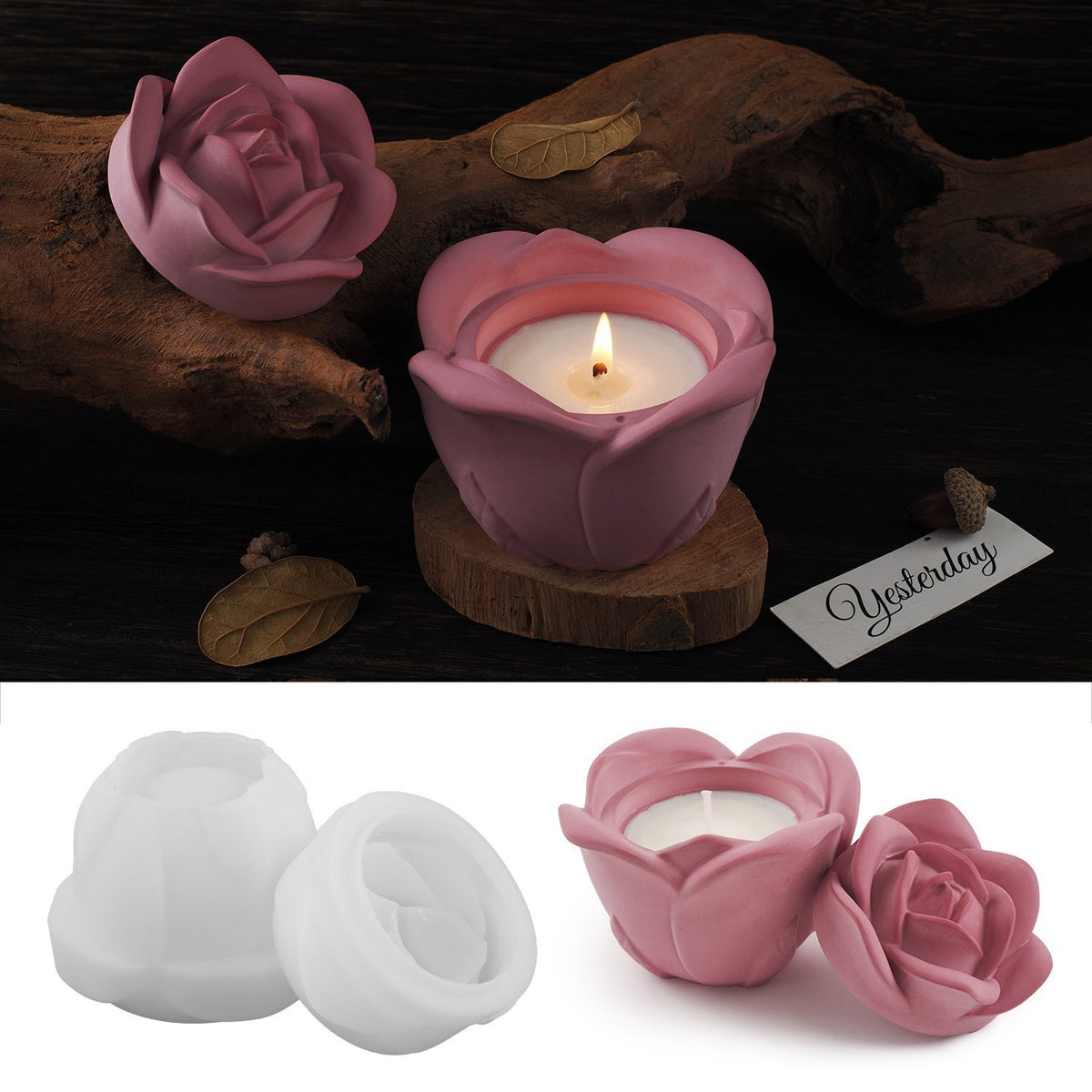 Jags Silicone Mould Rose Candel Pot And Candel Jsm36