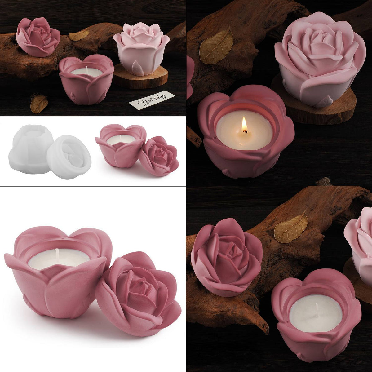 Jags Silicone Mould Rose Candel Pot And Candel Jsm36