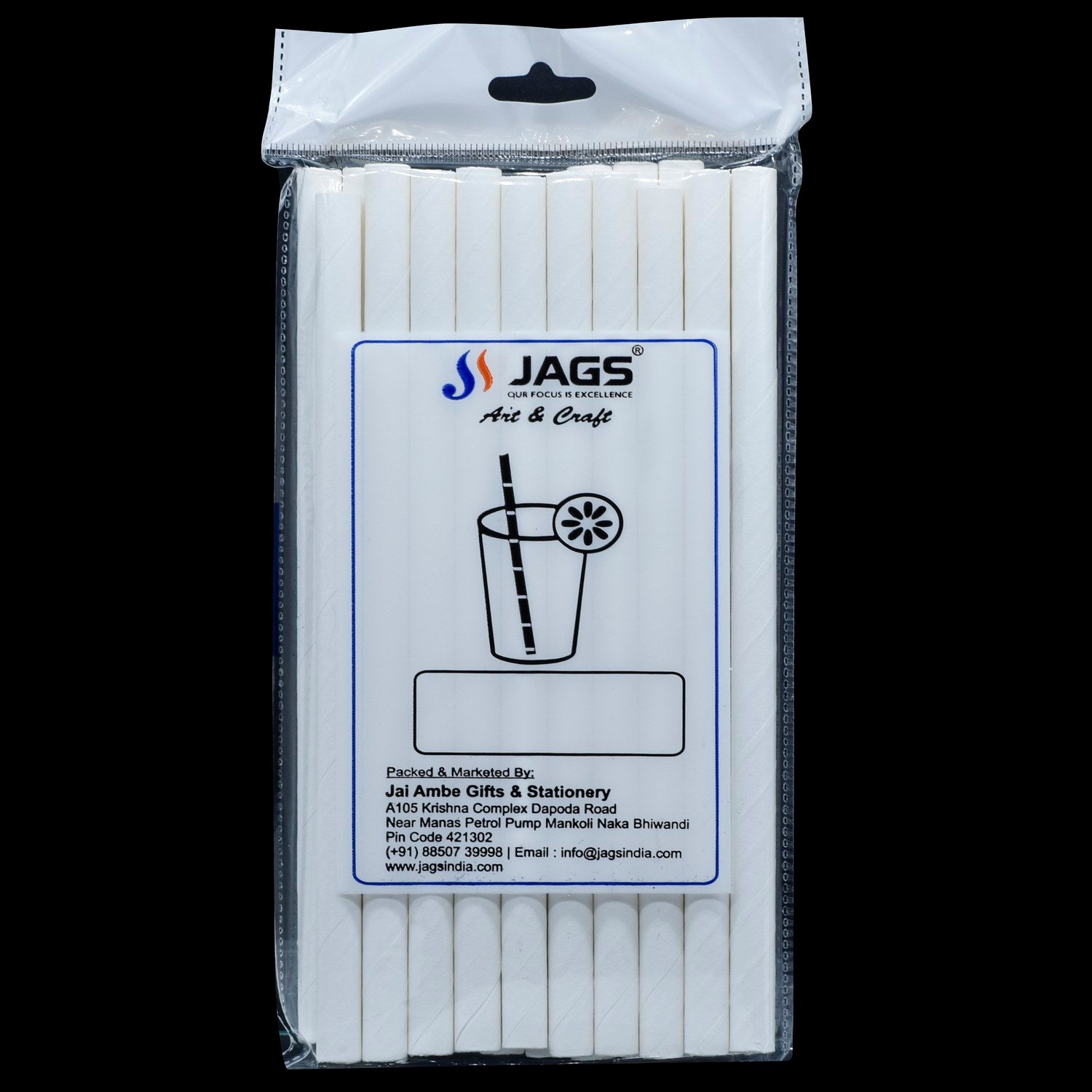 Jags Paper Straw White Plain 20Pcs 10Mm Jpsw10Mm