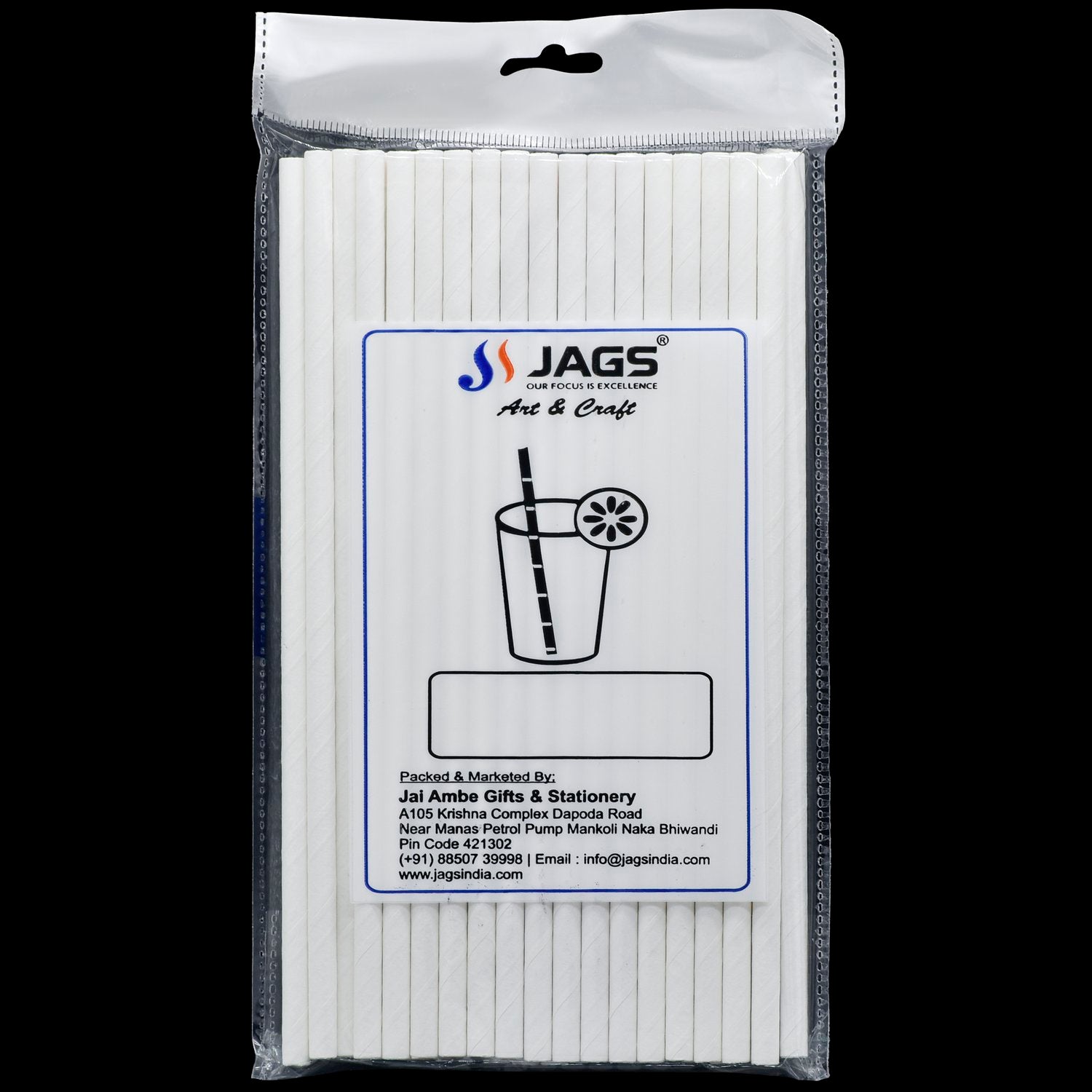 Jags Paper Straw White Plain 50Pcs 6Mm Jpsw6Mm