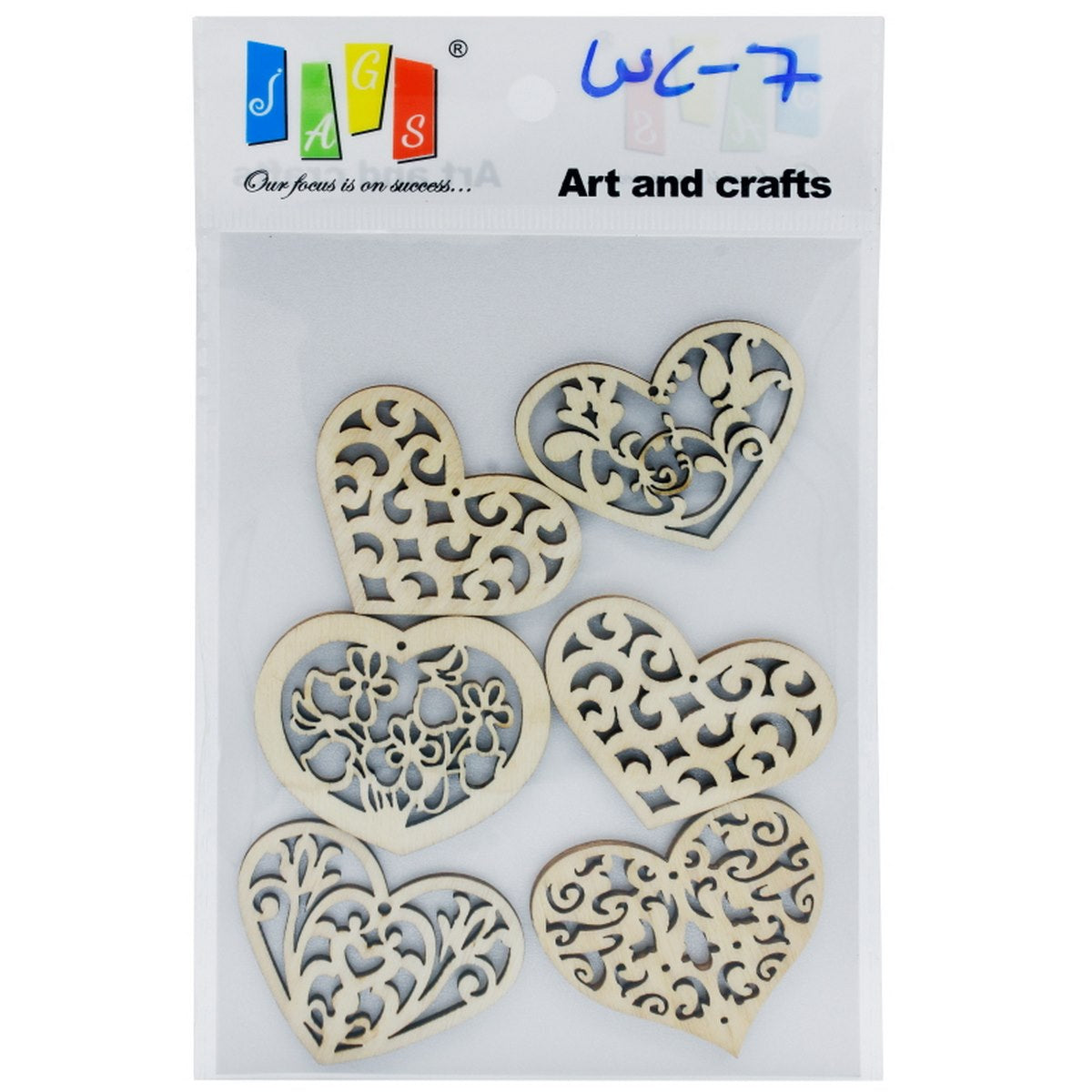 Wooden Craft Heart Design Big 6Pcs Wc-7