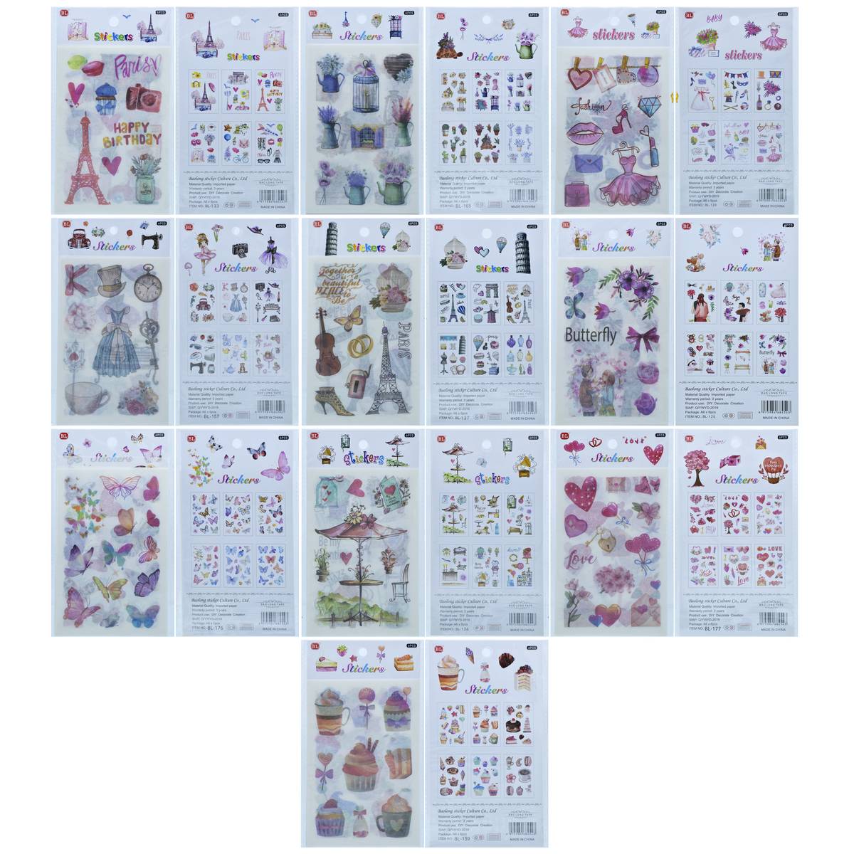 Stickers Journal Summer Season Mix Design 6Pcs Bl-6Pcs