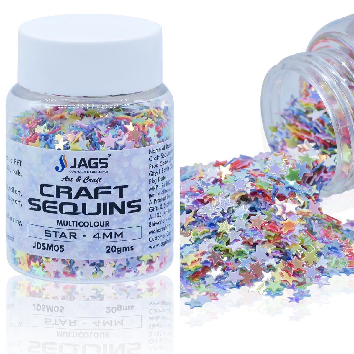Jags Craft Sequins Multi Colour 20Gms Star 4Mm Jdsm05