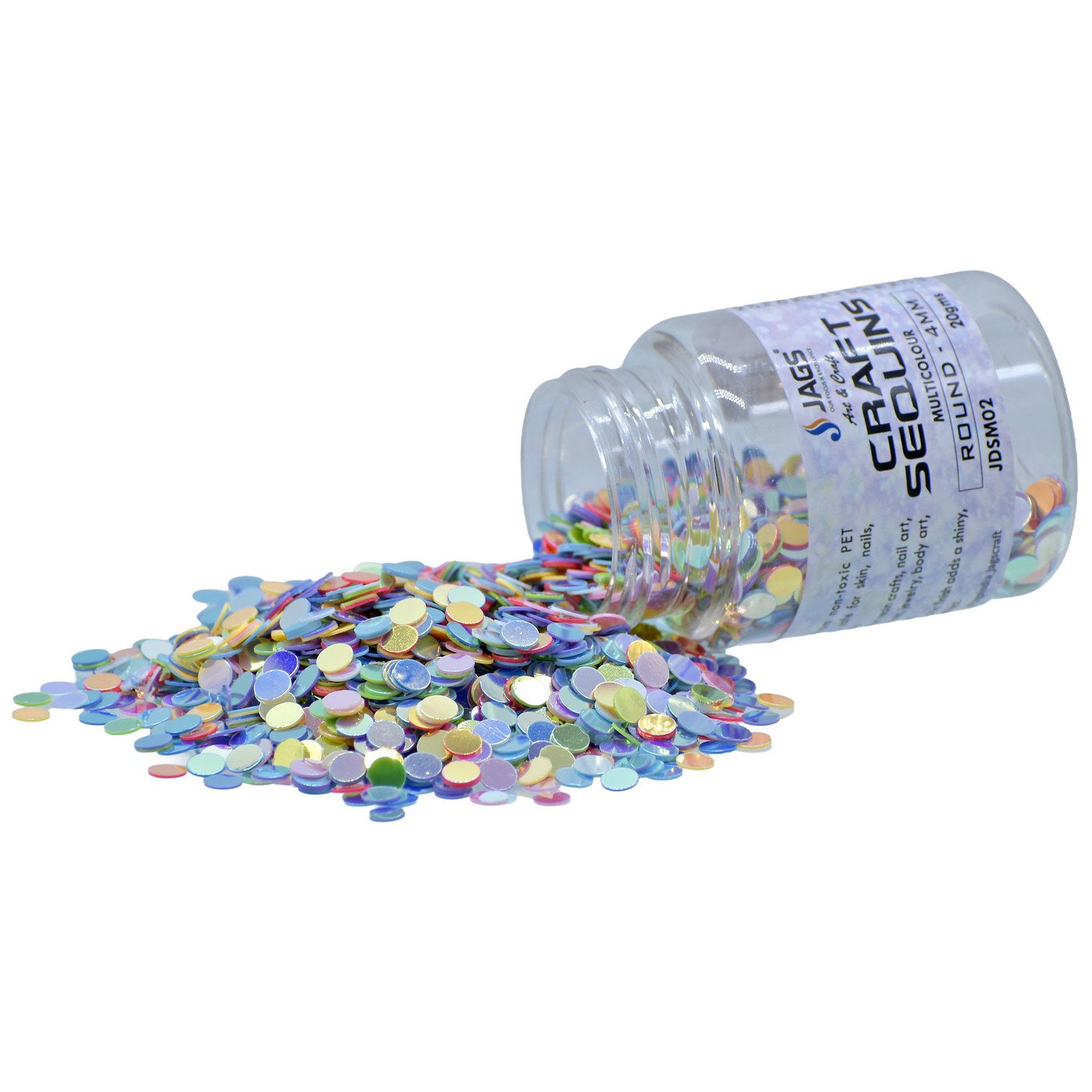 Jags Craft Sequins Multi Colour 20Gms Round 4Mm Jdsm02