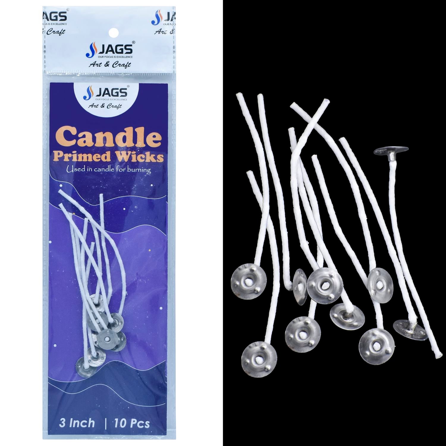 Candle Primed Wicks With Tab 3 Inch Pack OF 10Pics CPWW00