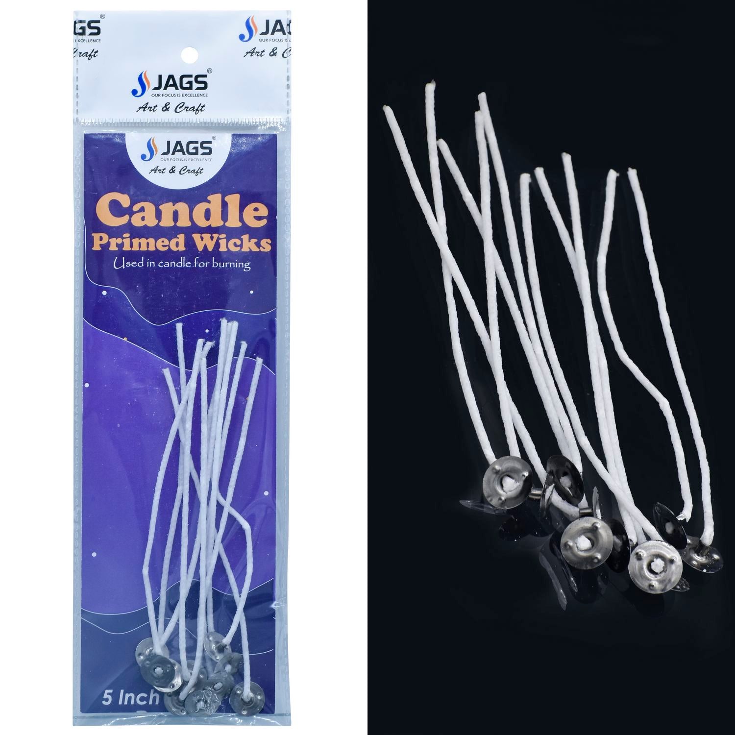Candle Primed Wicks With Tab 5 Inch Pack OF 10Pics CPWW01