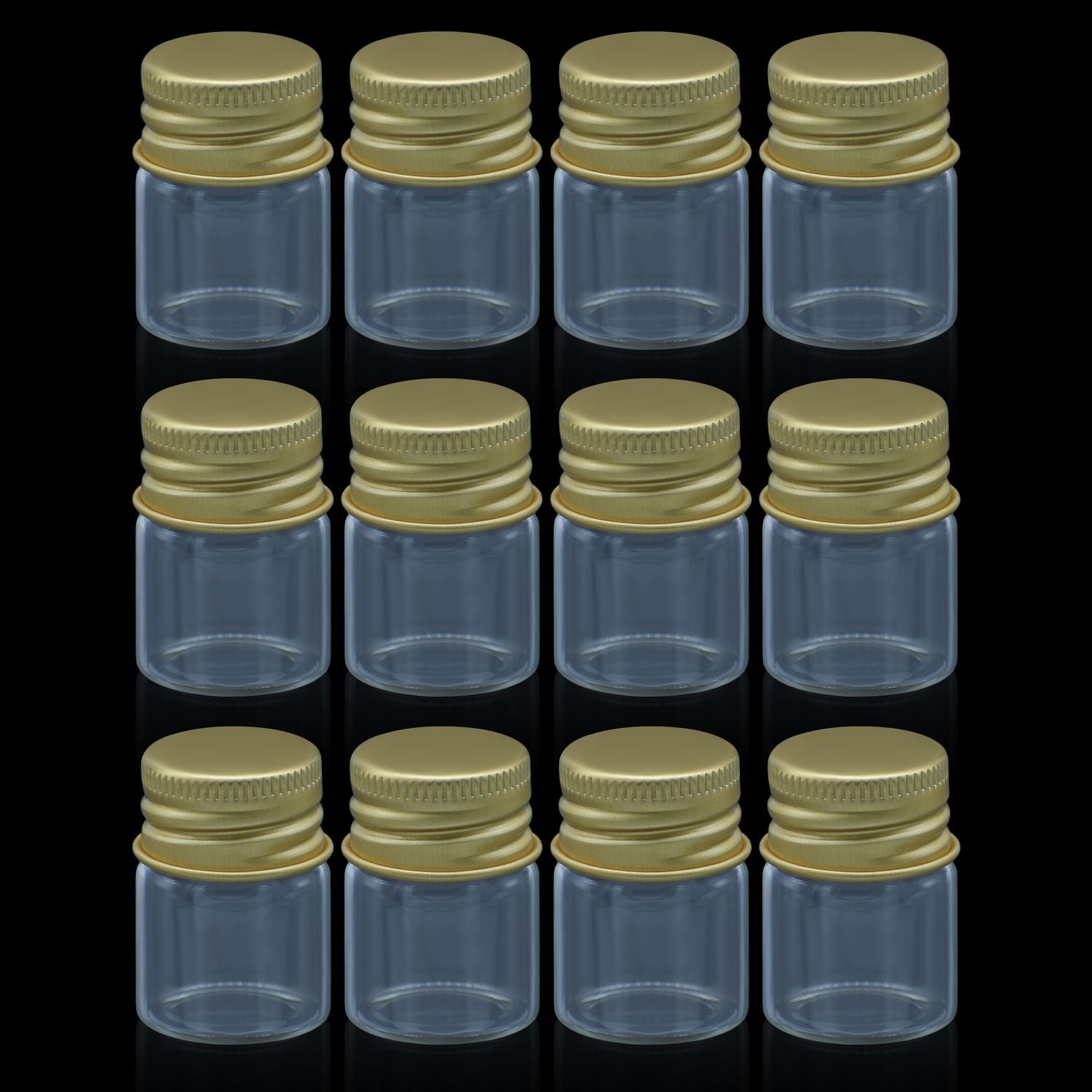 Mini Glass Bottles With Gold Cap 5ML 22X30MM 12 Pcs GB22X5ML