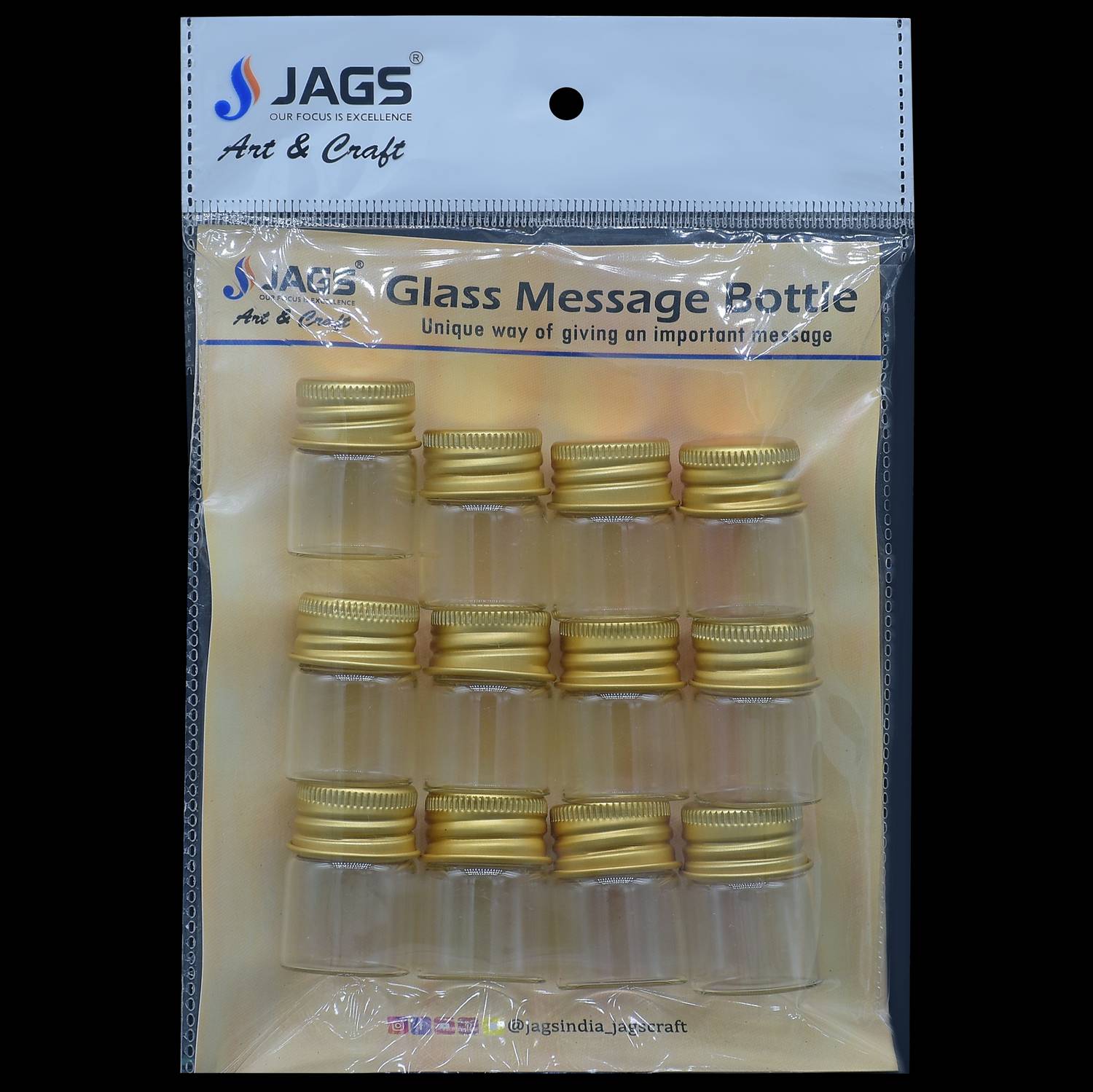 Mini Glass Bottles With Gold Cap 5ML 22X30MM 12 Pcs GB22X5ML