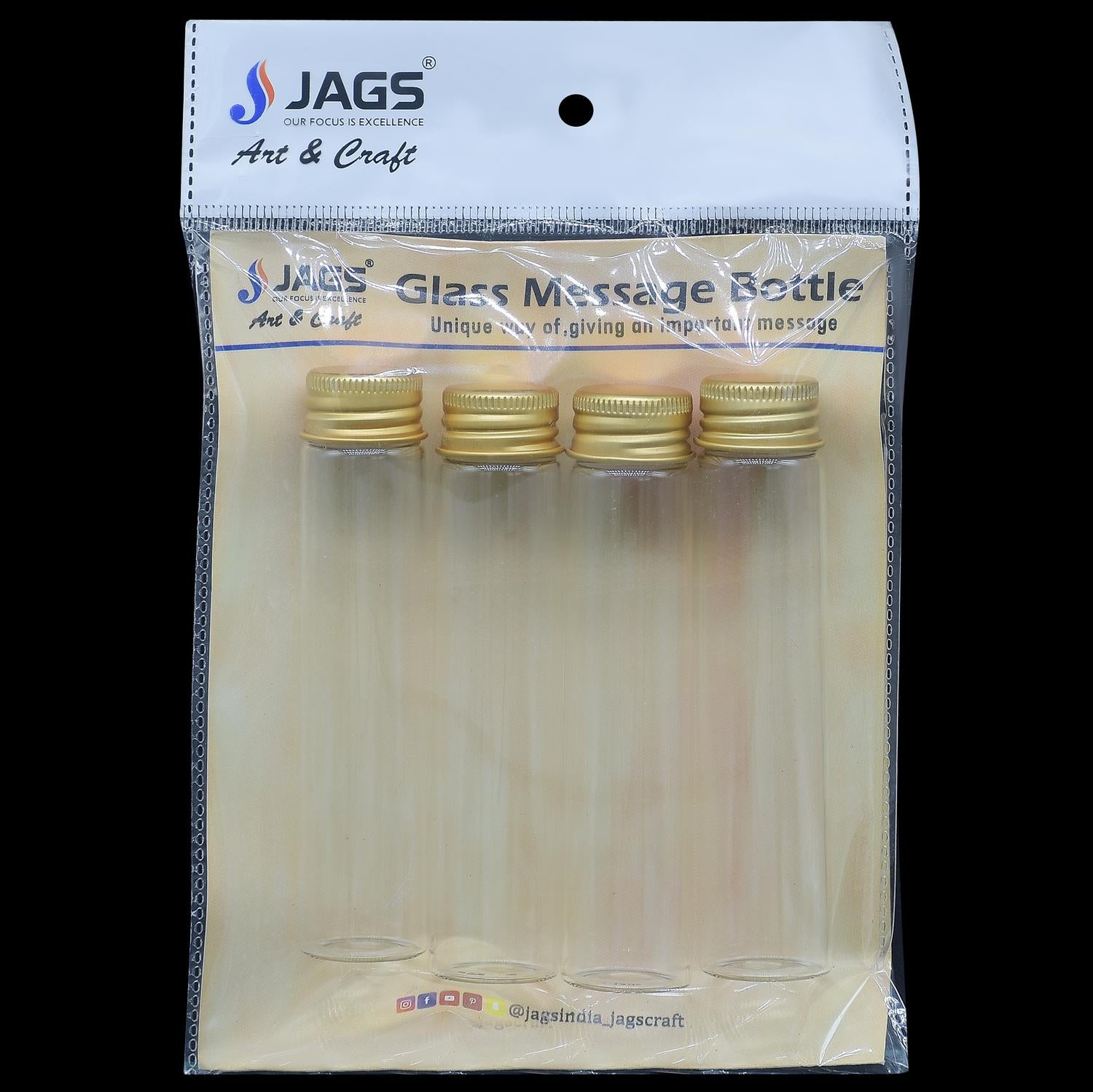 Mini Glass Bottles With Gold Cap 25ML 22X100MM 4Pc GB22X25ML