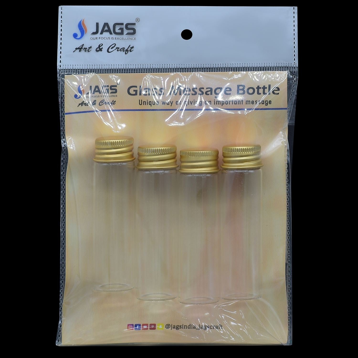 Mini Glass Bottles With Gold Cap 20ML 22X80MM 4Pcs GB22X20ML