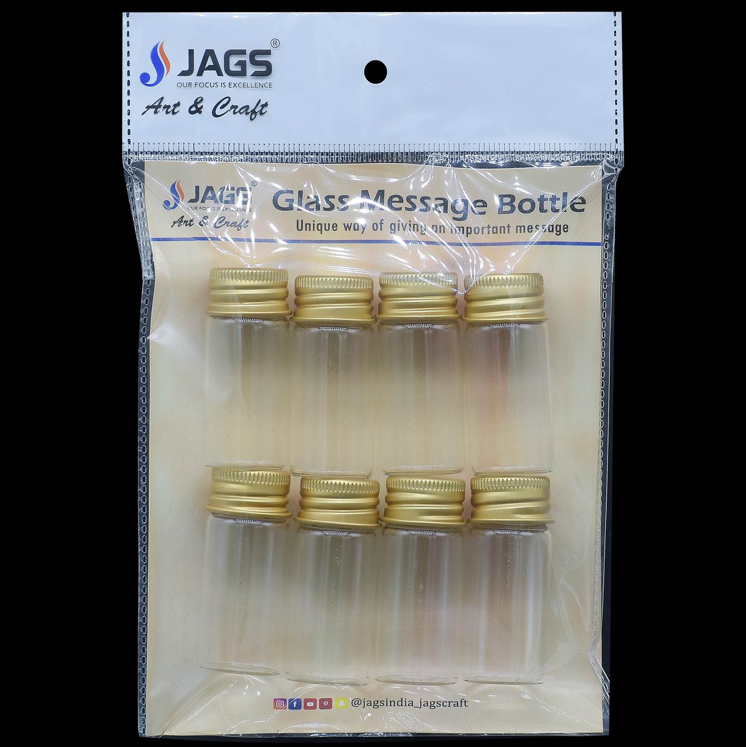 Mini Glass Bottles With Gold Cap 10ML 22X50MM 8Pcs GB22X10ML