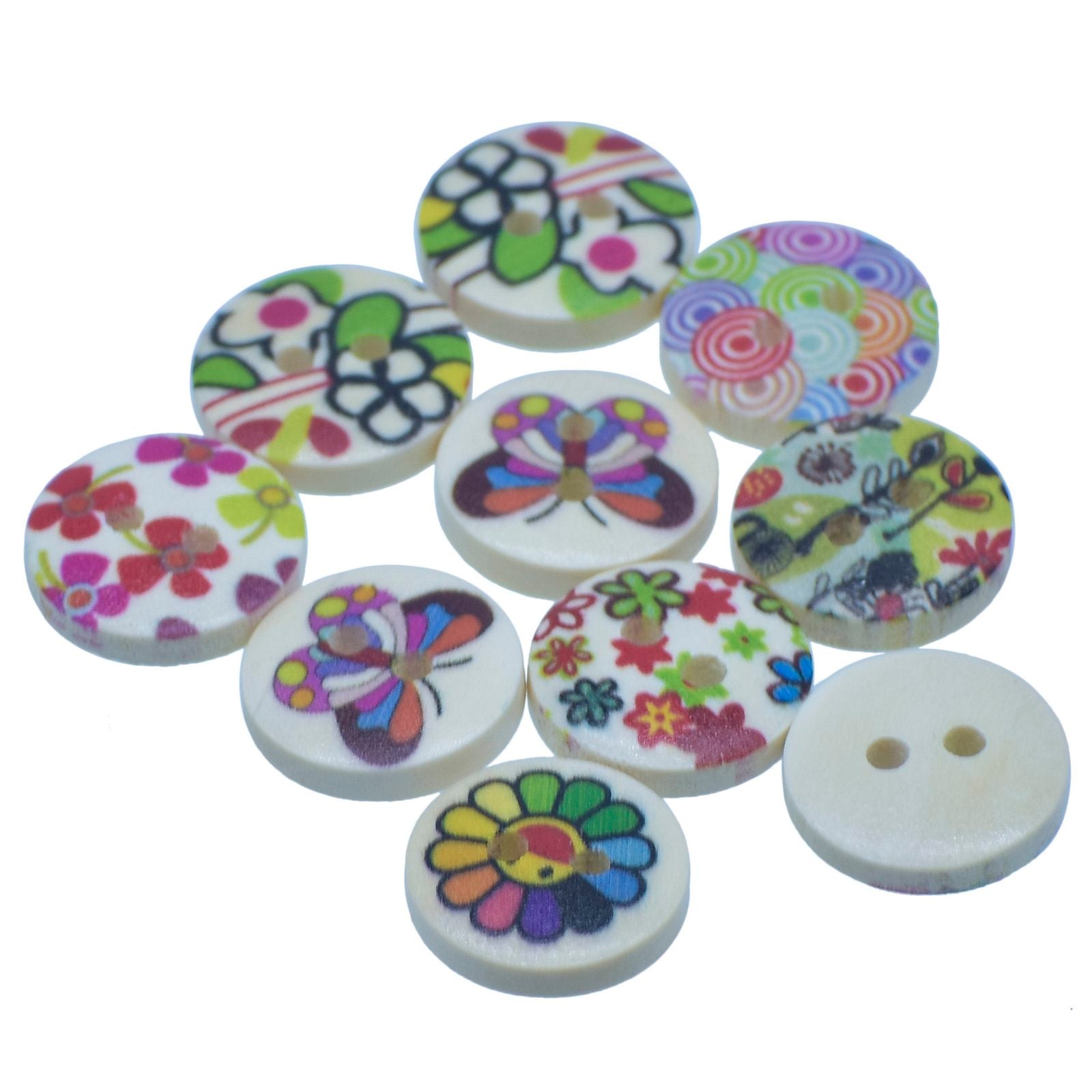 Jags Craft Decorative Button Round Printed 24L 10Pc JCDBP44