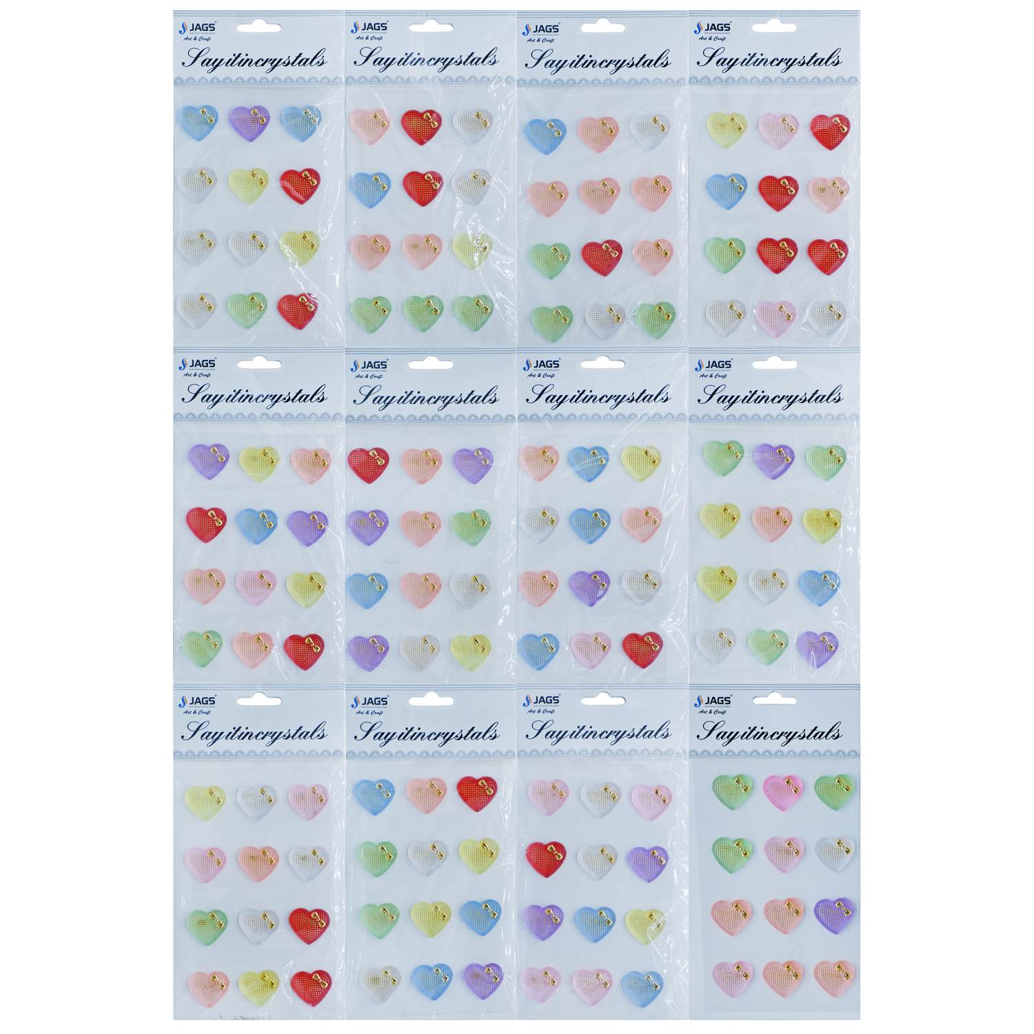Sticker Crystal Heart Multi Colour JB58-H